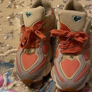 New Balance Coral and Beige Athletic Shoes